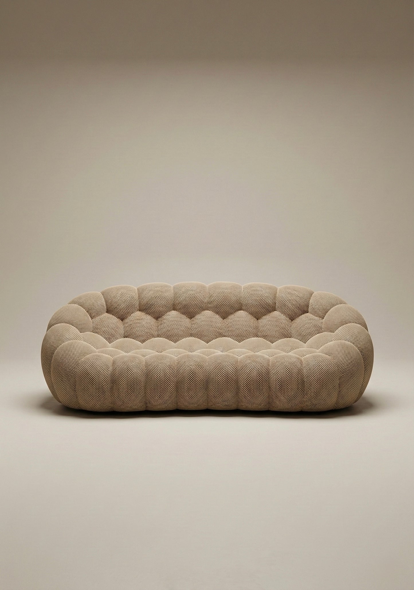 Benna Cloud Sofa in beige mesh upholstery with rounded, cushioned silhouette