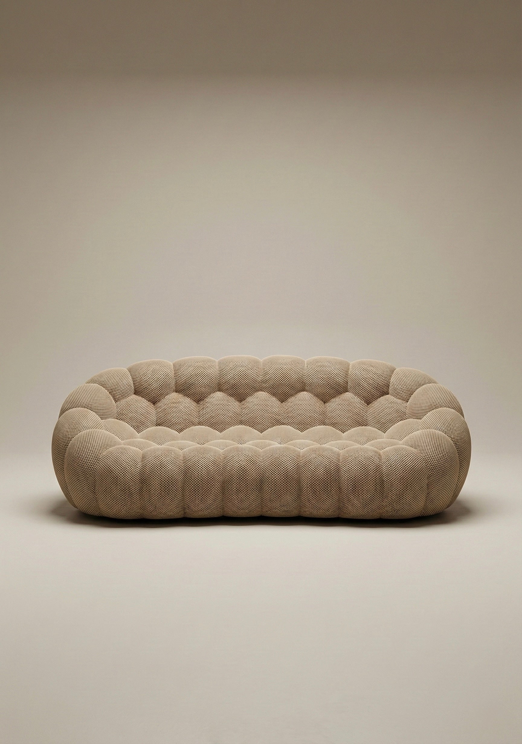 Benna Cloud Sofa in beige mesh upholstery with rounded, cushioned silhouette