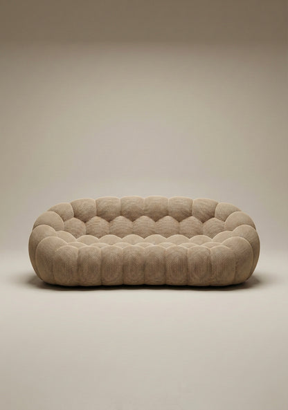 Benna Cloud Sofa in beige mesh upholstery with rounded, cushioned silhouette